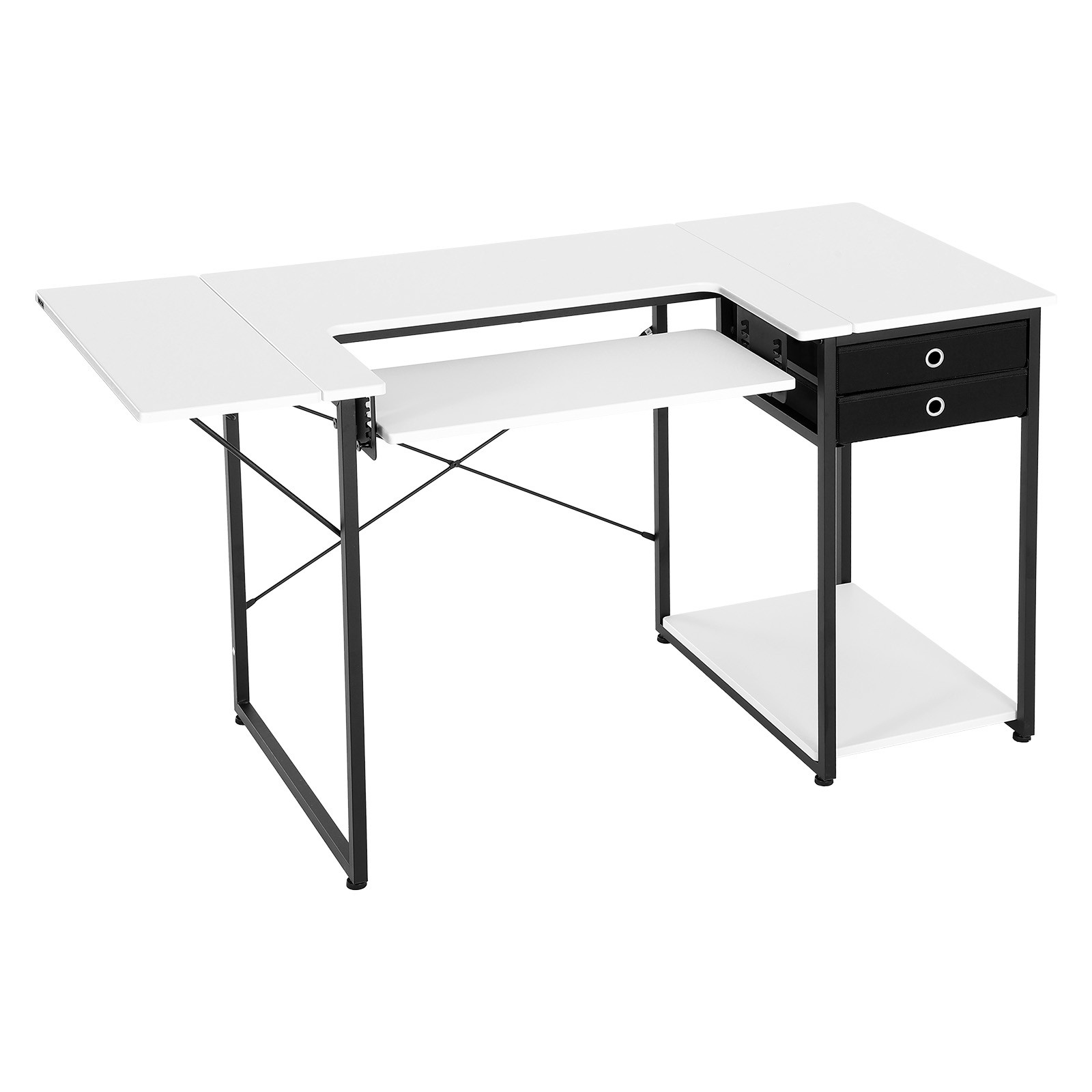 VEVOR Sewing Table Multipurpose Sewing Machine Table with Drawers Foldable Shelf