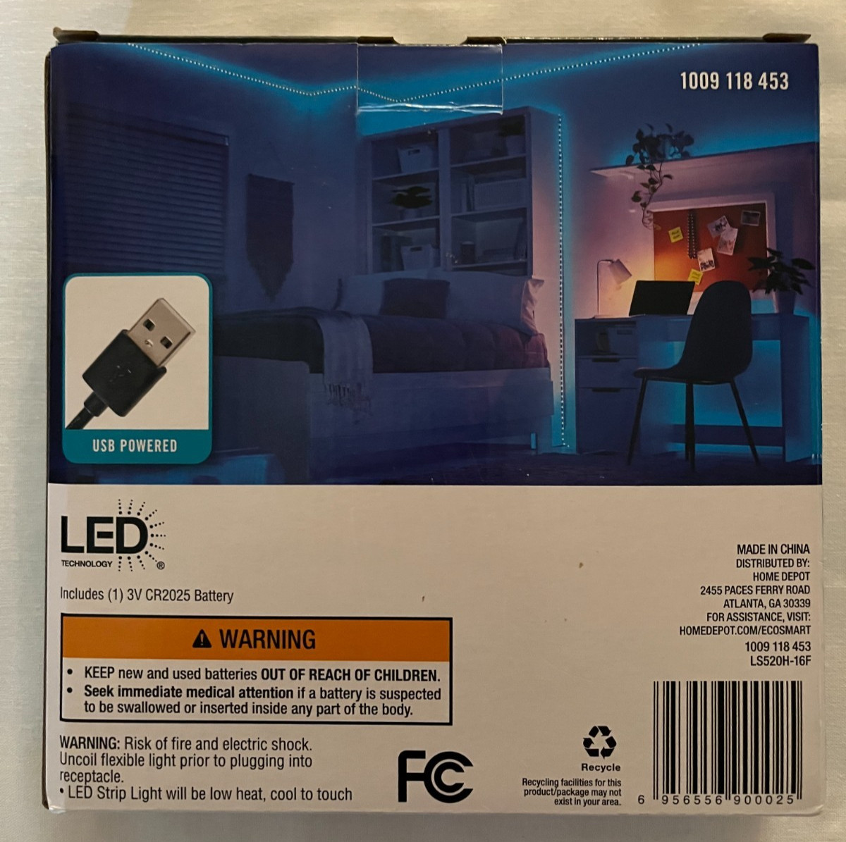 EcoSmart 16.4 ft RGB LED Color Changing USB Powered Light Strip w/remote NIP