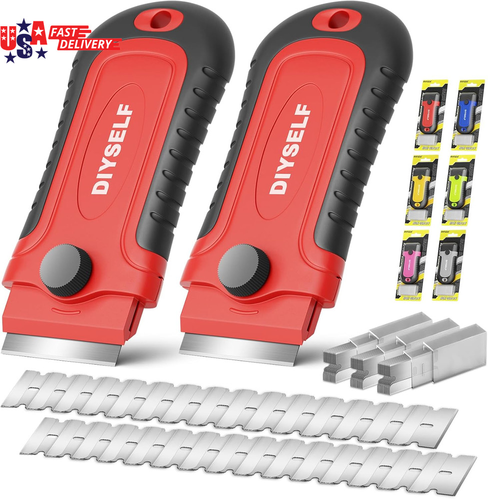 2 Pack Razor Blade Scraper with 30 Pcs Blades - Scraper Tool - Scraper for Clean