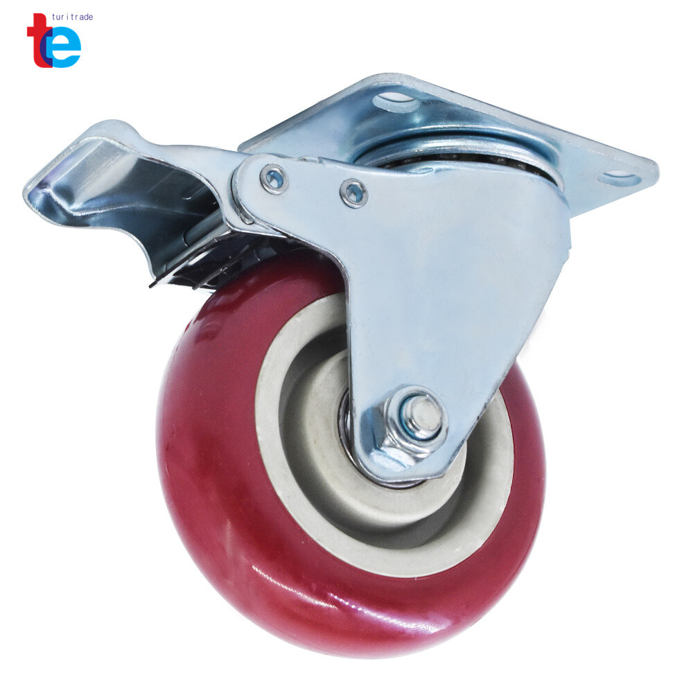 4 Pack 4 Inches Caster Wheels Locking Casters with Brake Swivel Plate Castors