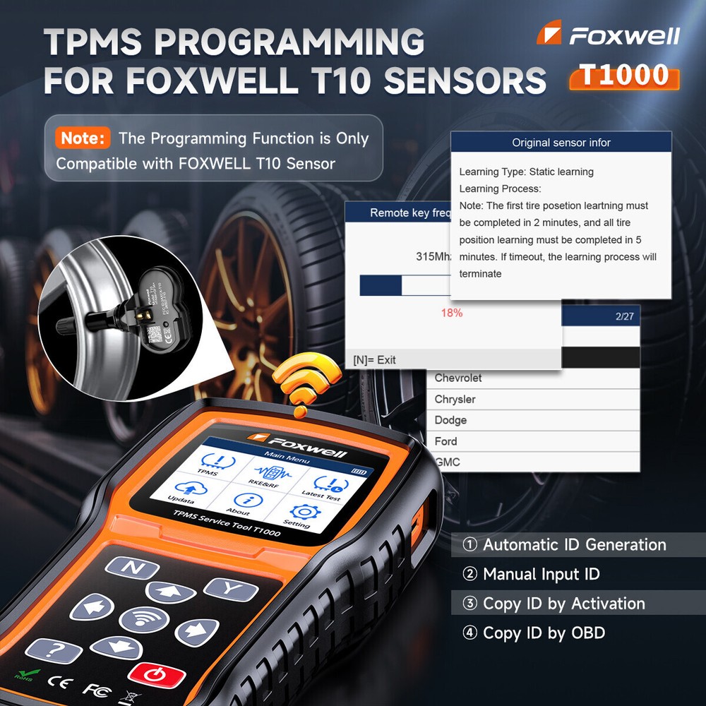TPMS Programming Tool Tire Sensor Relearn Reset Activate Universal Diagnostic