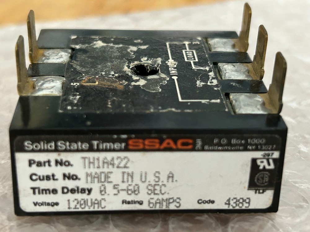 SSAC Solid State Timer TH1A422 0.5-60Sec 120VAC 6Amp USED TESTED