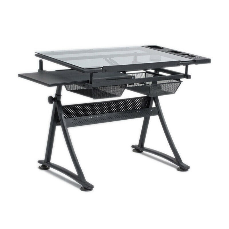 Adjustable Lifting Drawing Work Study Desk Drafting Table Station Tilting Glass