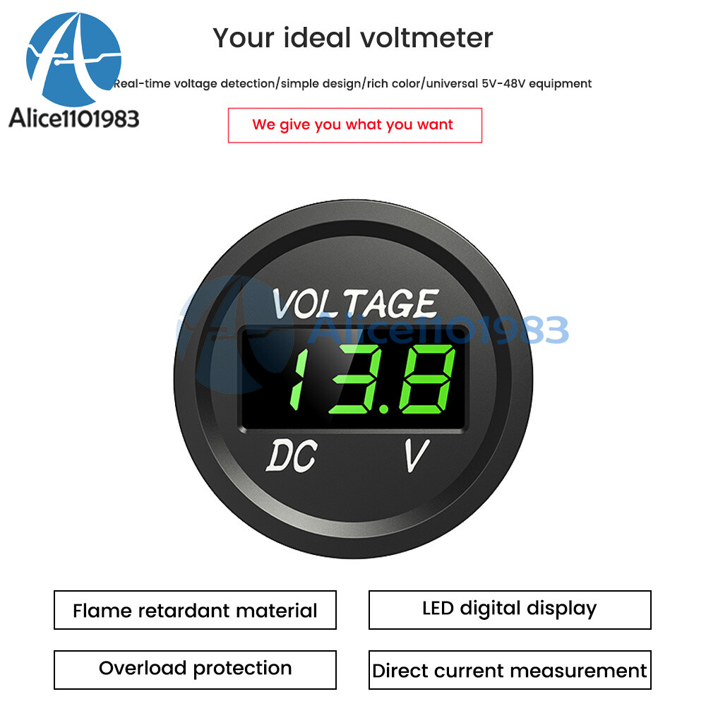 DC 5-48V Mini Waterproof Digital Voltmeter Voltage Tester LED Display Voltmeter