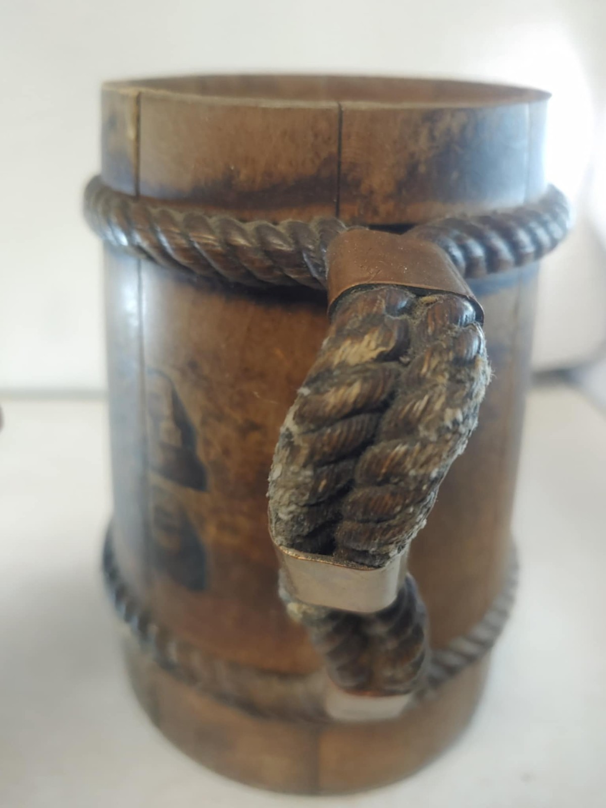 Wooden beer stein Tankard with rope handle Golden Spike No insert