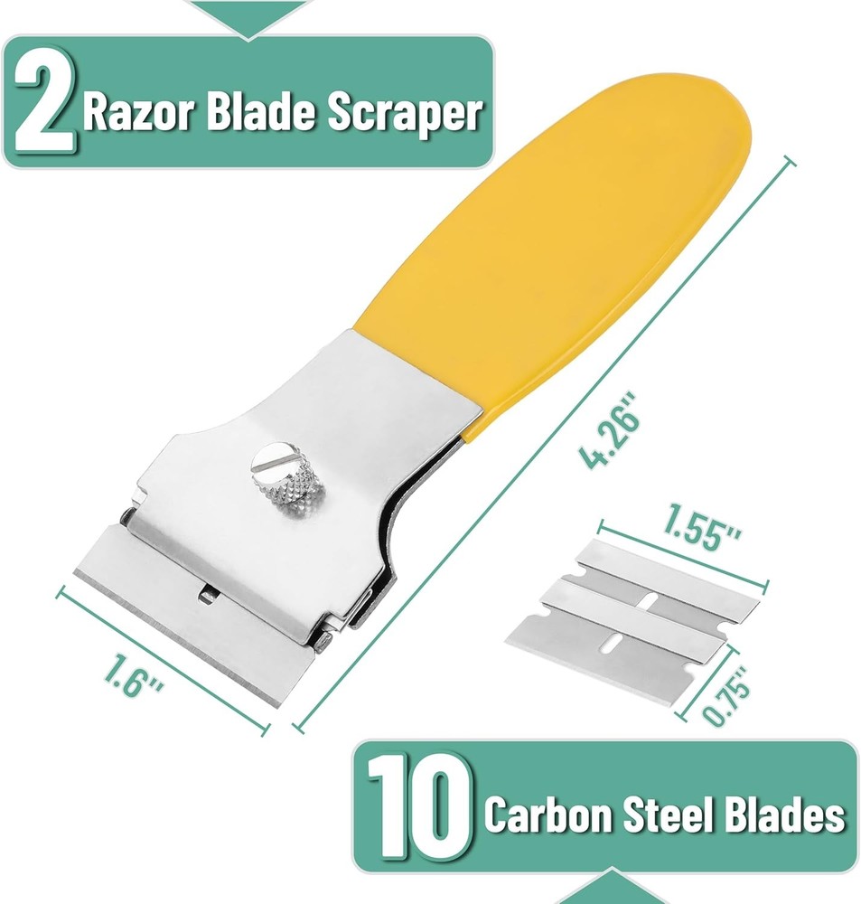 2 Pack Razor Blade Scraper Set with 10 Blades – Glass Paint Window Cleaner