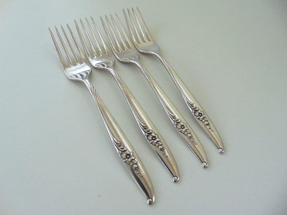 Oneida MAGIC MOMENT Dinner Fork Lot 4 Forks Nobility Silverplate 1958