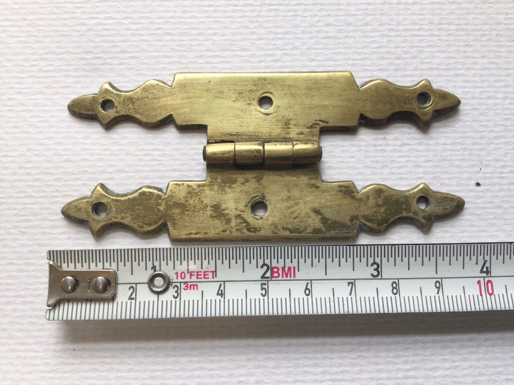 Antique Solid Brass Hinge. Salvaged Reclaimed