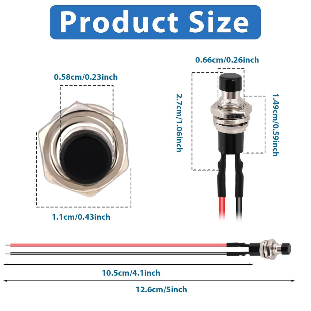 12 Pcs Mini Momentary Switch Small Normally Open Momentary Push Button Micro Pus