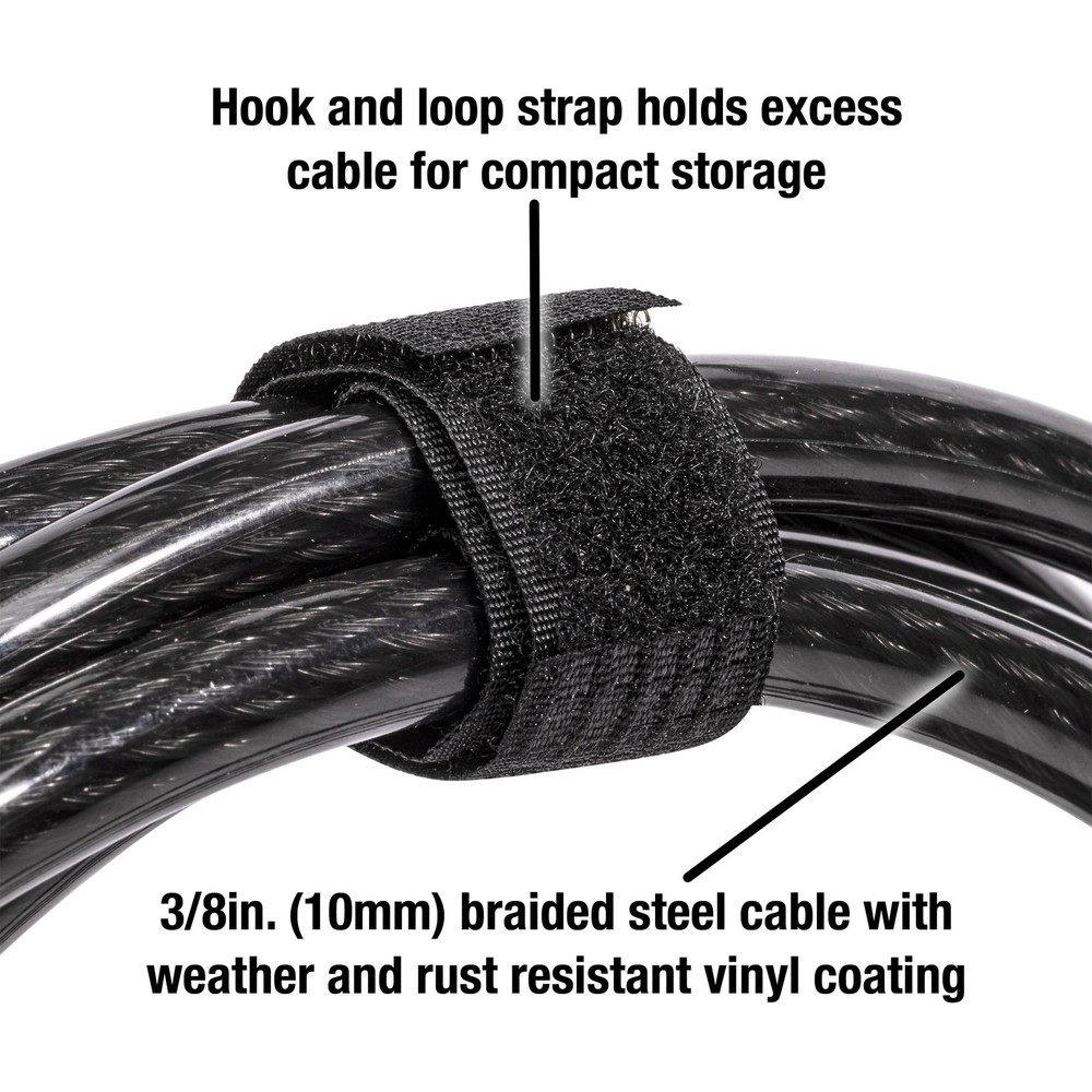 Black Python Cable Lock W/ Key Adjustable Metal Cable Lock W/ Weather Resistant