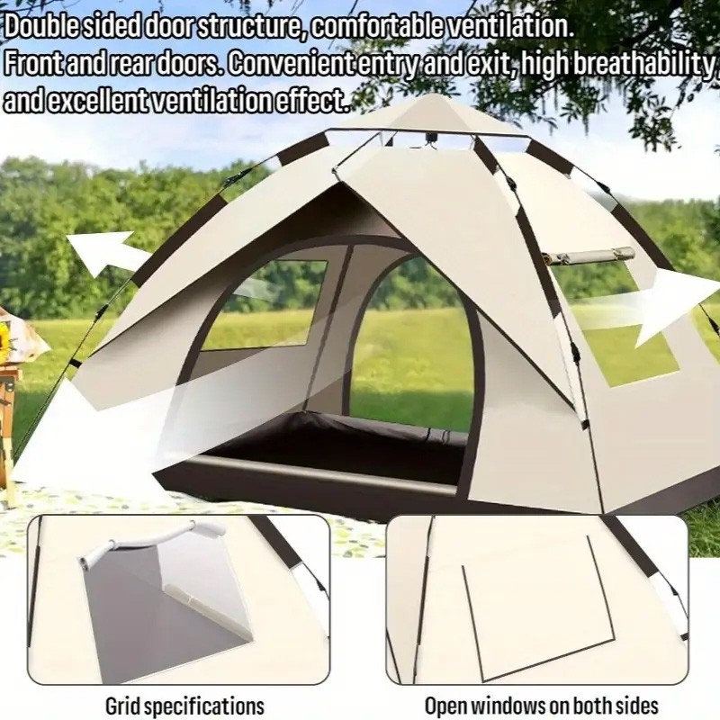 3-4 Person Automatic Camping Tent Hiking Instant Canopy Pop Up Tents Waterproof