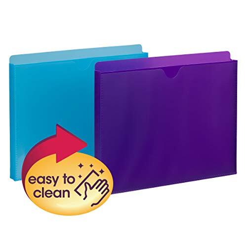 Poly File Jacket with Clear Sleeve, Straight-Cut Tab, 1" Expansion, 2 per Pack