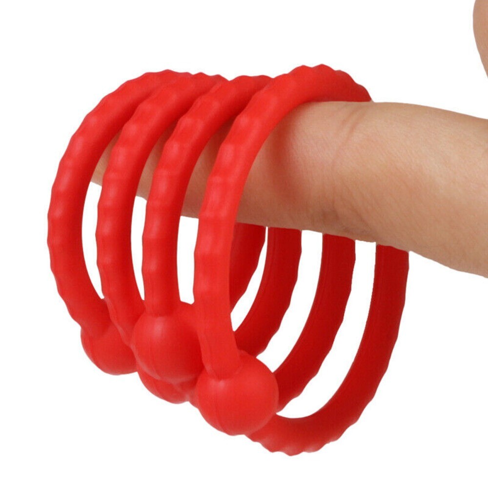 Penis Extender Enlarger Sleeve Ring Reusable Delay Ejaculation for Male 4 Ring