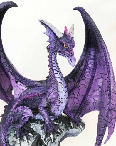 Large Hoarfrost Twilight Dragon Guarding LED Light Crystal Elements Statue