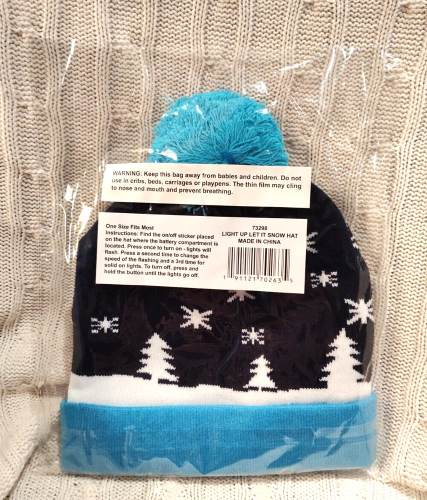 Festive Light Up LED Let It Snow Hat, with 3 Different Flash Modes