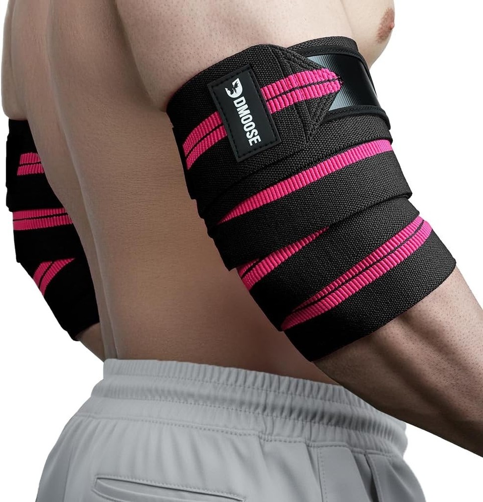 Elbow Wraps for Weightlifting Pair - 40'' Adjustable Strap for Gym Workout & ...