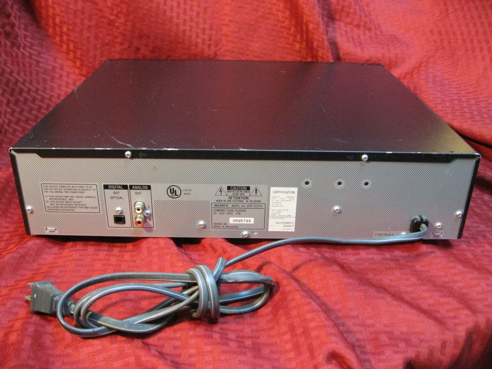 Sony CDP-CE375 5 Disc CD Player Changer Carousel - Working No Remote