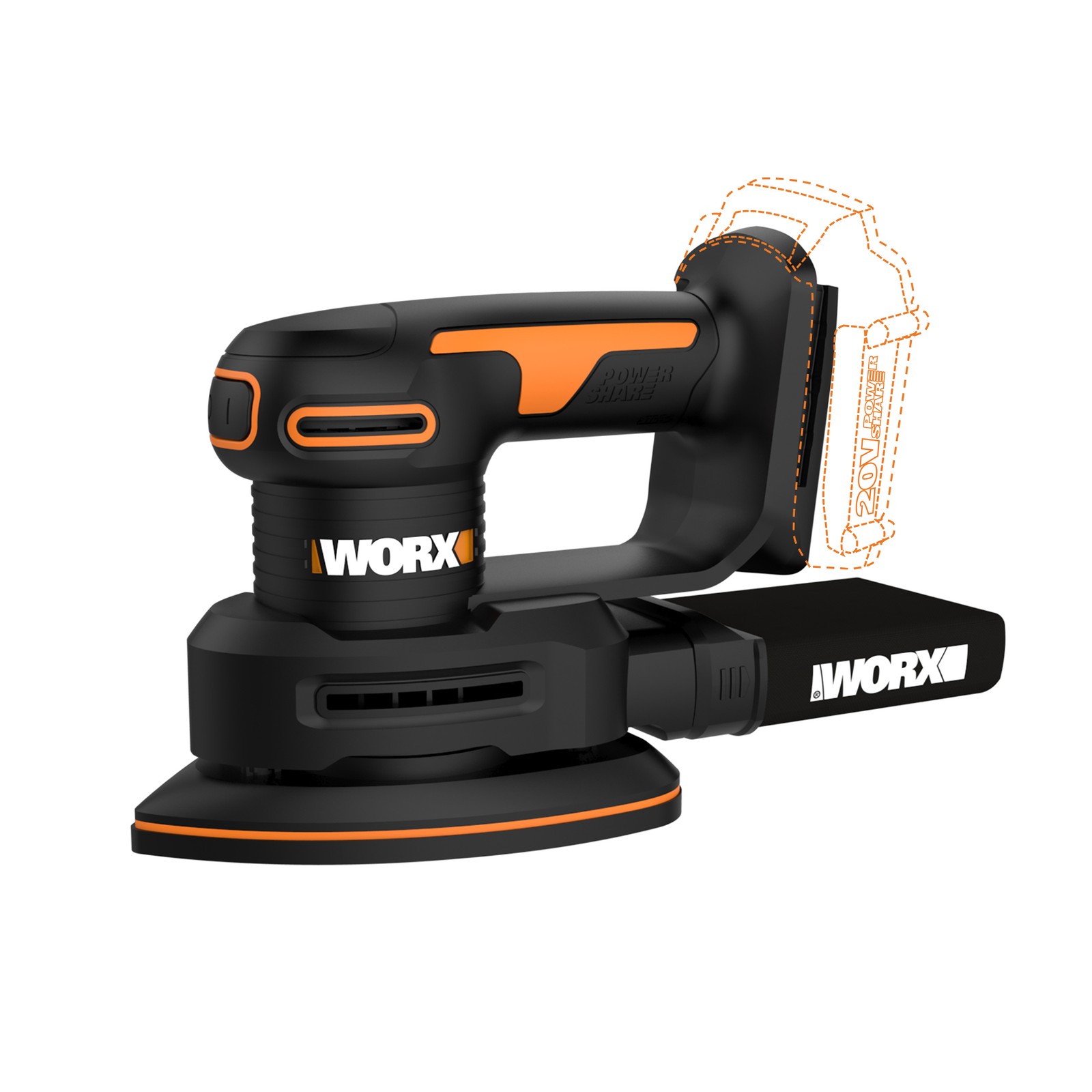WX822L.9 Worx 20V Powershare Detail Sander (Tool Only)