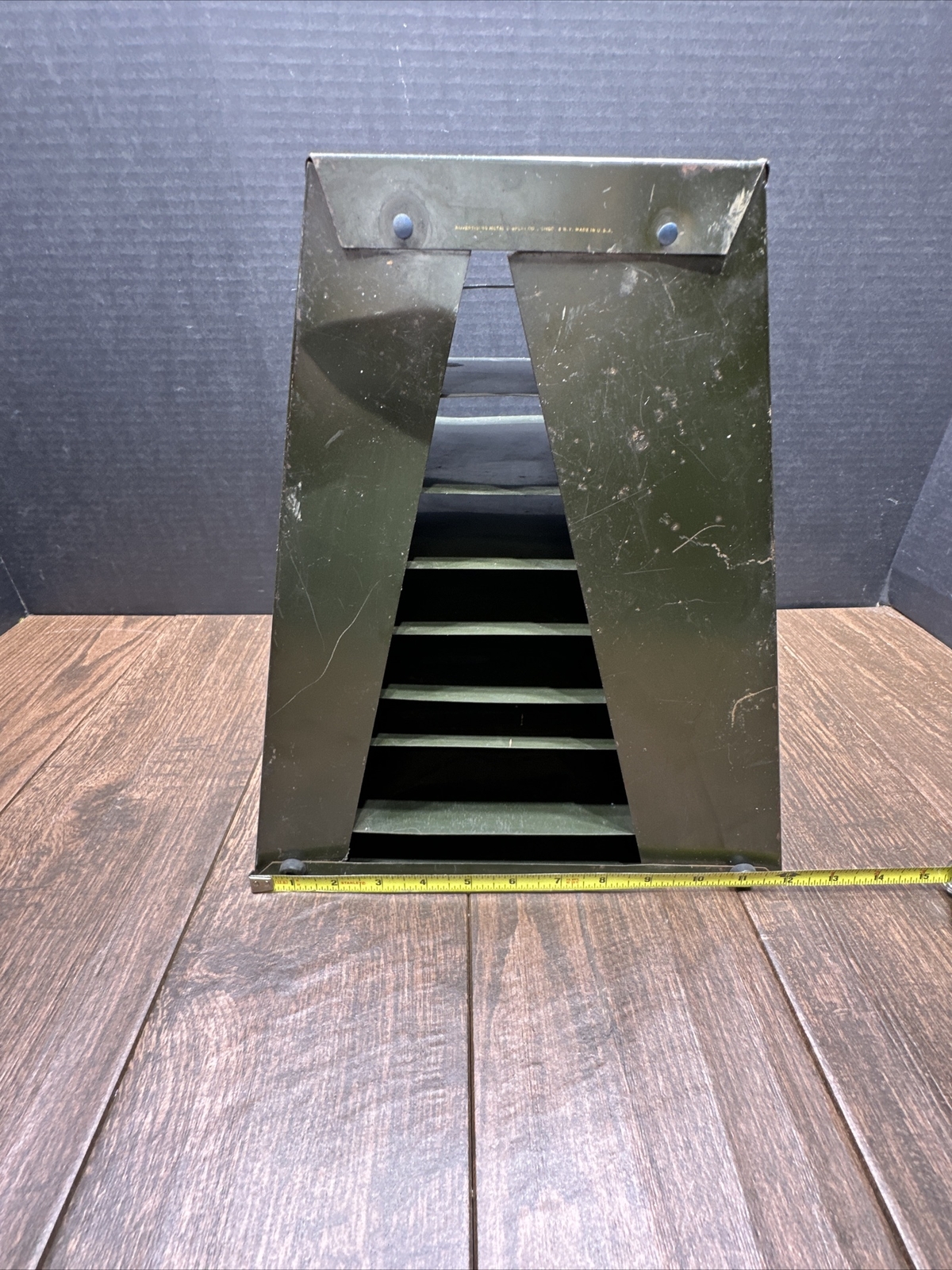 Wilson Jones Envelopes Green Metal Store Display Paper Sorter File Advertising