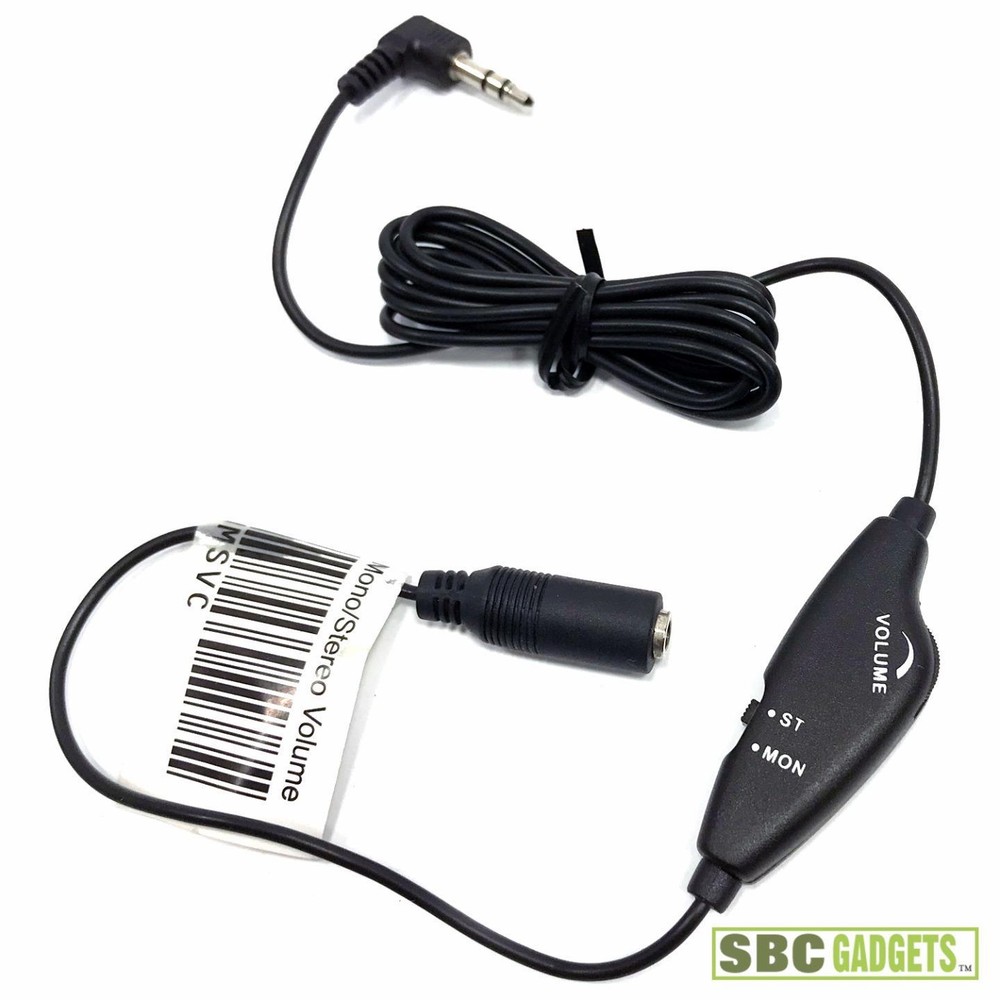 Mono Stereo Transcriber Headset Extender Cable with Volume Control (ECS-UMSVC)