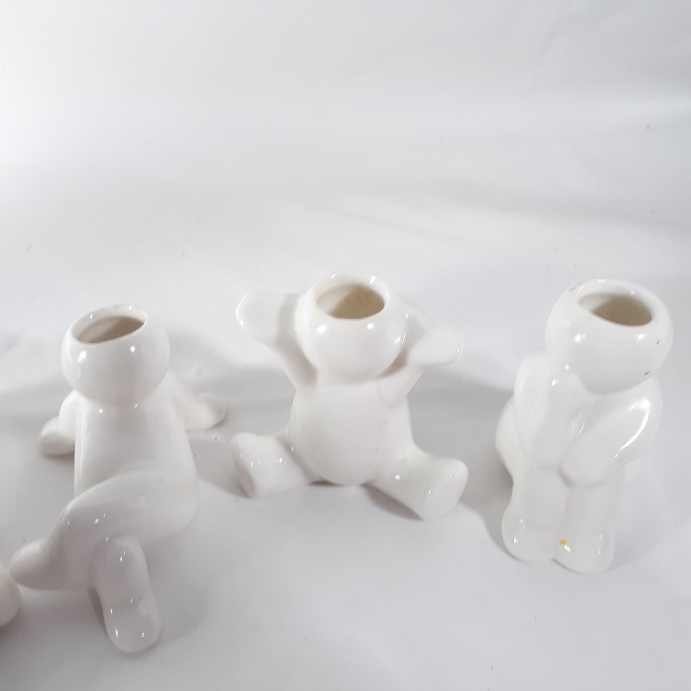 Small Human People Planters White Ceramic 4 Planters