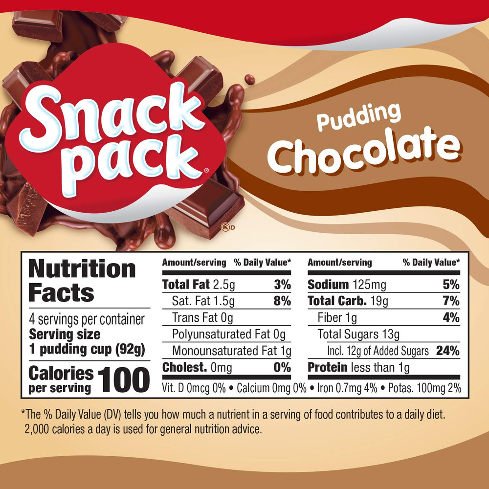 Chocolate Pudding Cups, 4 Count, 12 Pack