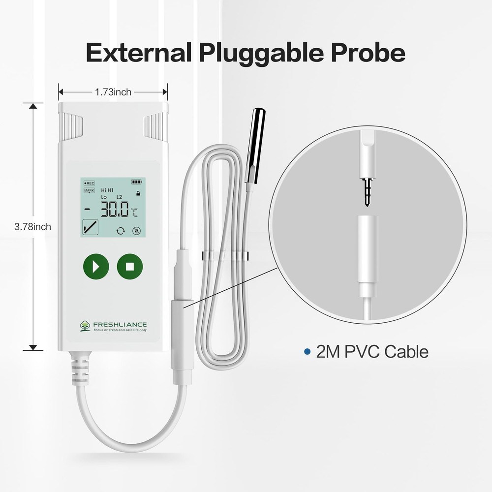 Freshliance Digital Temperature Data Logger, Reusable Atlas Log -30