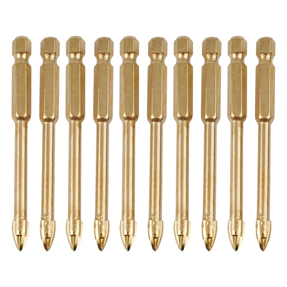10pcs/set 6mm Drill Bits Hex Shank Kit For Titanium Ceramic Tile Marble Glass