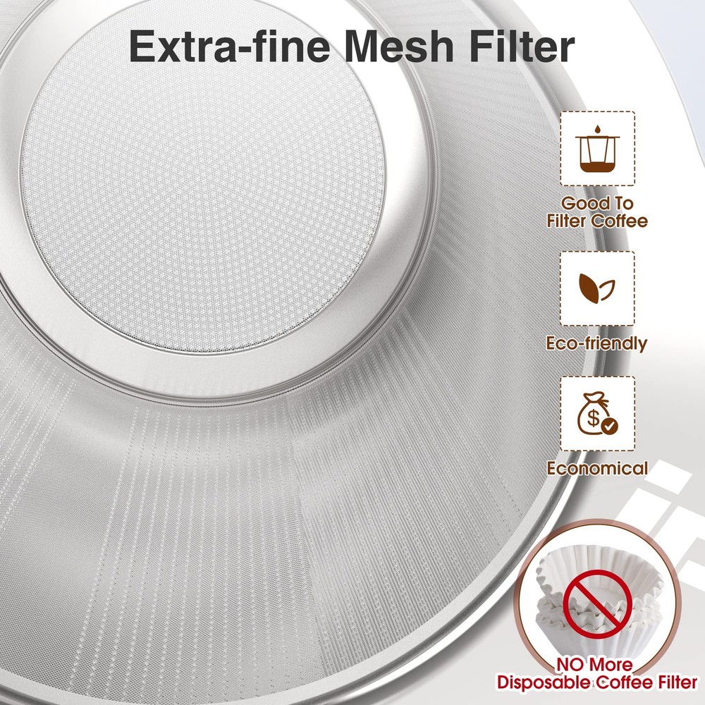 IPOW Reusable Stainless Steel Coffee Filter, Paperless Coffee Maker Strainer,...