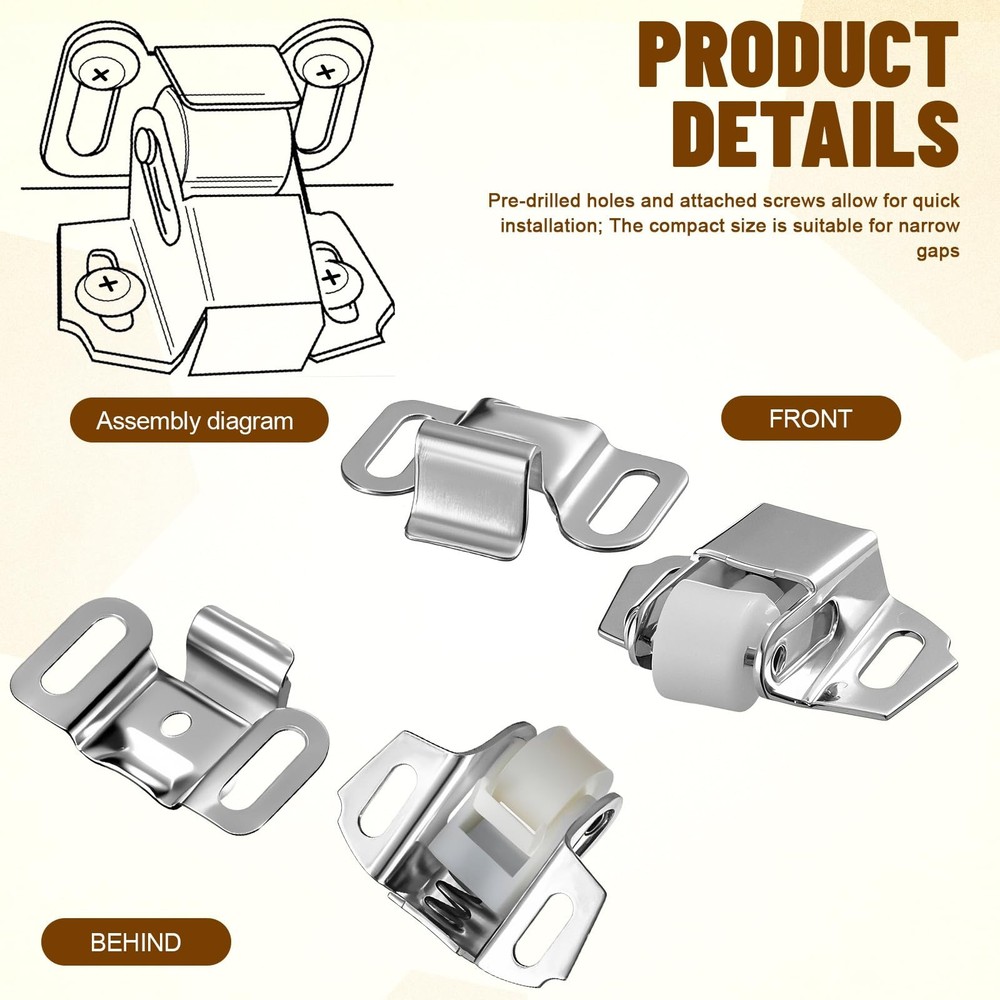 1 Set Mailbox Replacement Roller Catch Latch with Screws Hardware Roller Whee...
