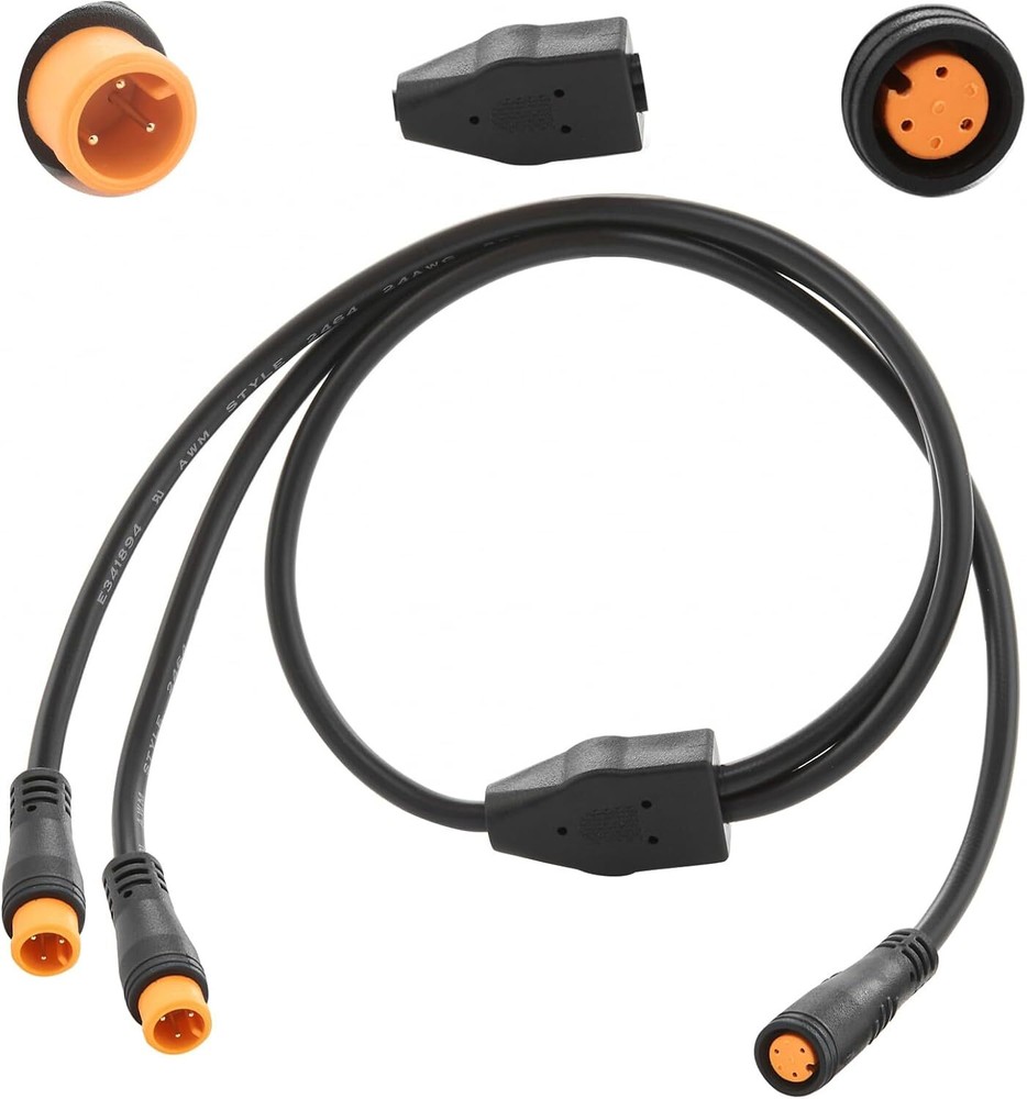 Y-Split Extension Cable 1T2 Extension Wire Waterproof Connector For Ebike Kit