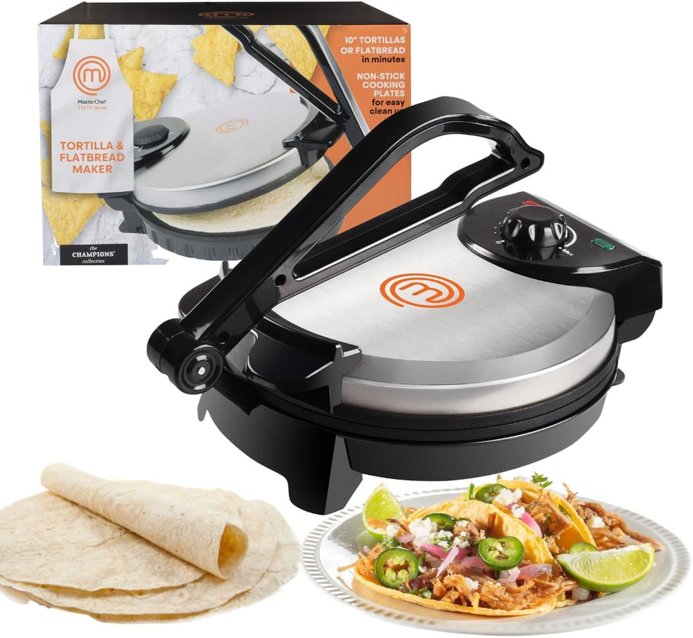 Electric Tortilla Maker - Non-Stick, Adjustable Temp for Perfect Flatbreads