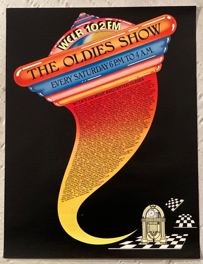 WCLR Chicago Radio Station 1980 Poster 102 FM Oldies Show Most Requested Songs K