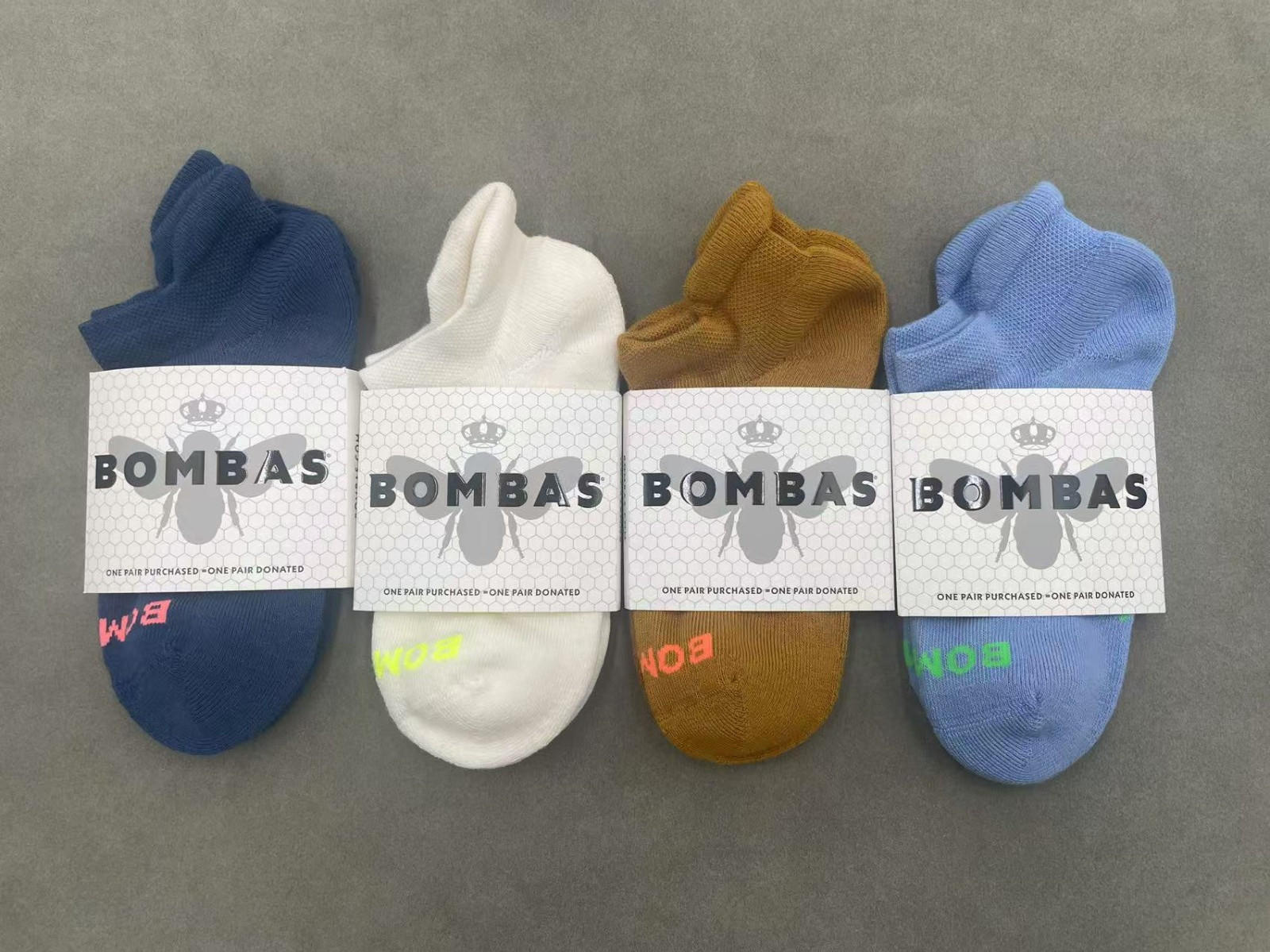 4 Pairs Bombas Women's Solid Honeycomb Ankle Socks Size small 4 Colors