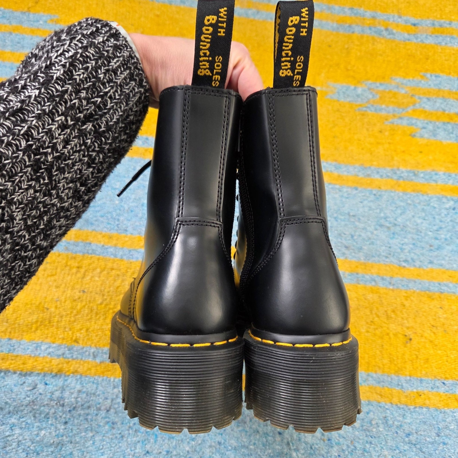 Dr. Martens Jadon Black Platform Lace-Up Boots Size 41