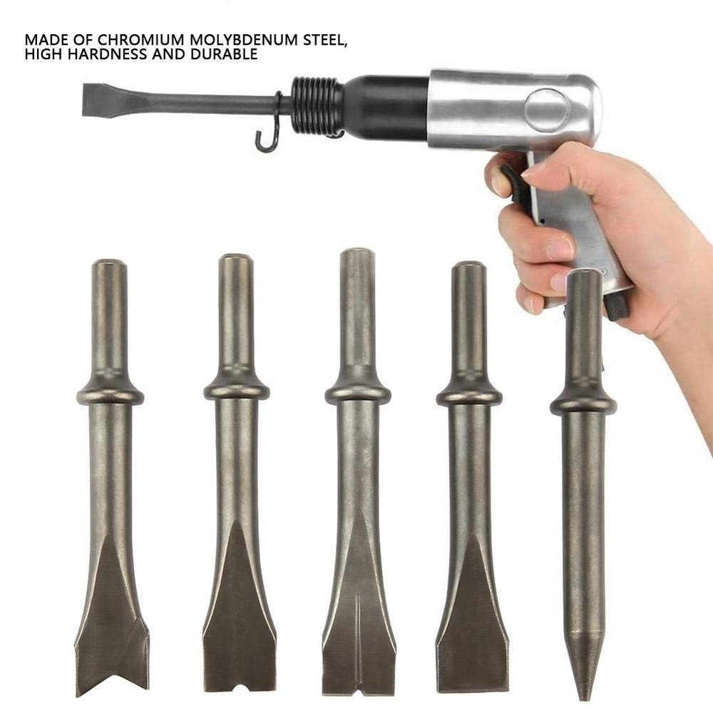 Air Hammer Bit Set Chisel Pneumatic 5 PCS Tool Kit Heavy Duty Replacement