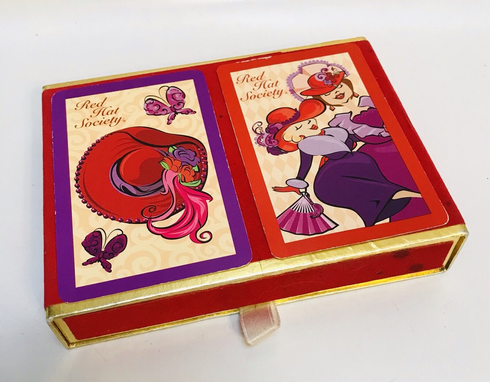 Red Hat Society Congress Playing Cards 2 Decks & Case Replacement