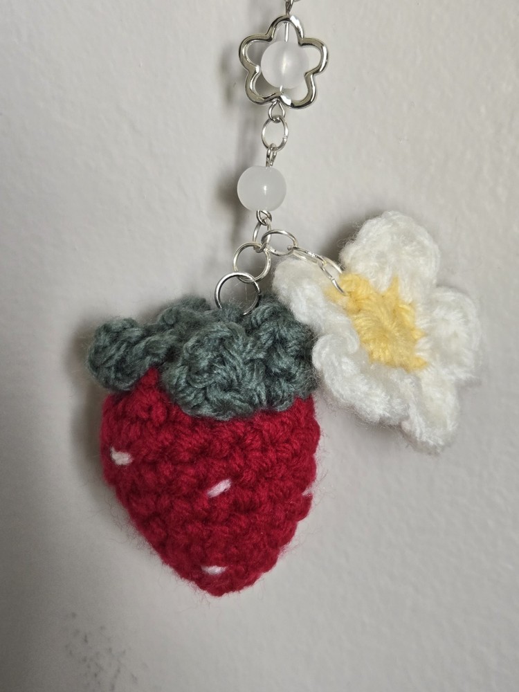 Strawberry Crochet Keychain