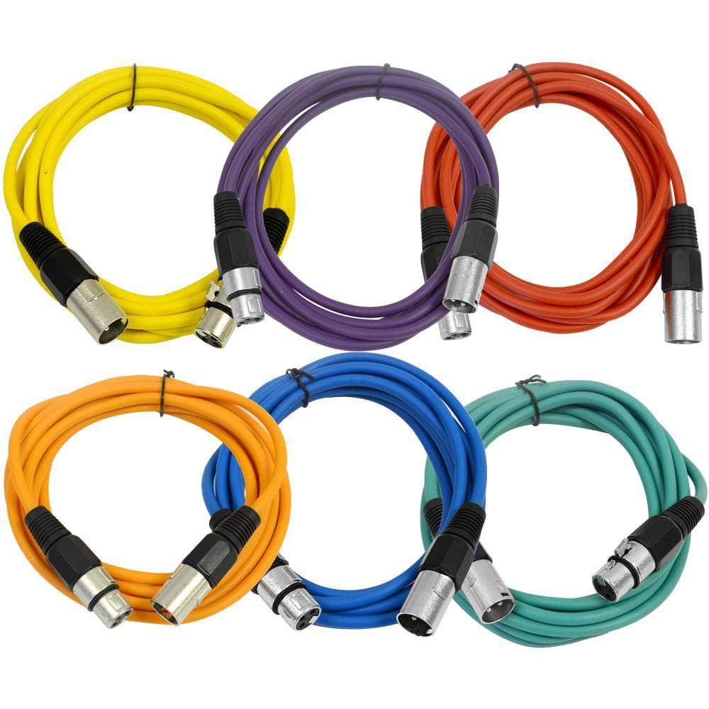 SAXLX 6 Pack 10ft XLR Patch Cables Multi Color