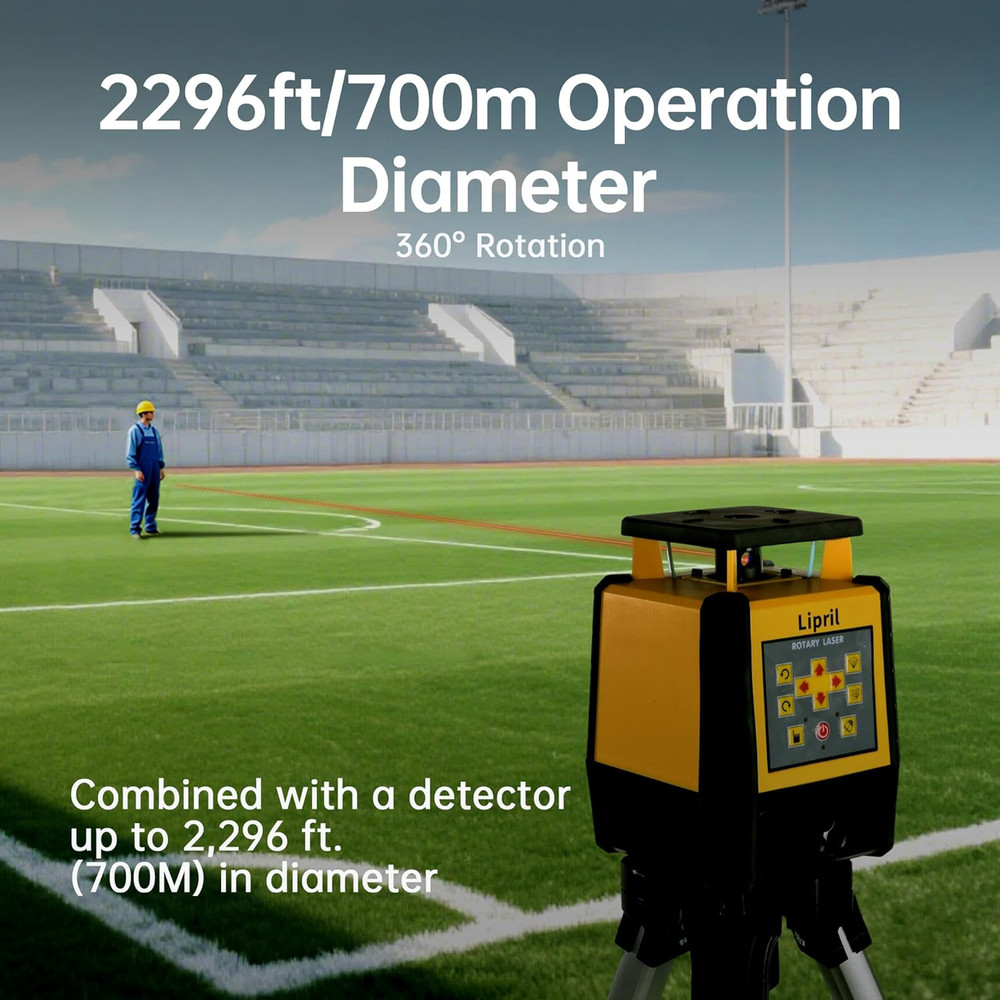Precision Rotary Laser Level Kit with Tripod & Receiver for Builders