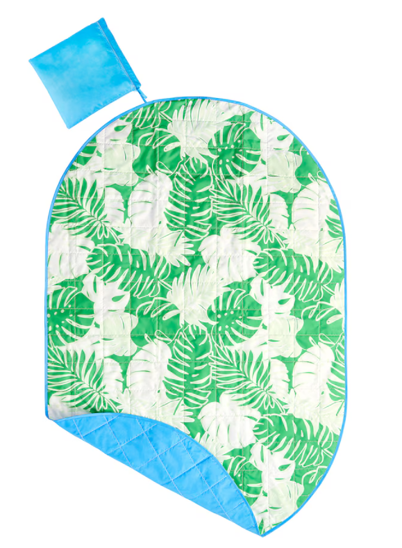 STRANDÖN Picnic blanket, white green/leaf pattern, 44x66 "