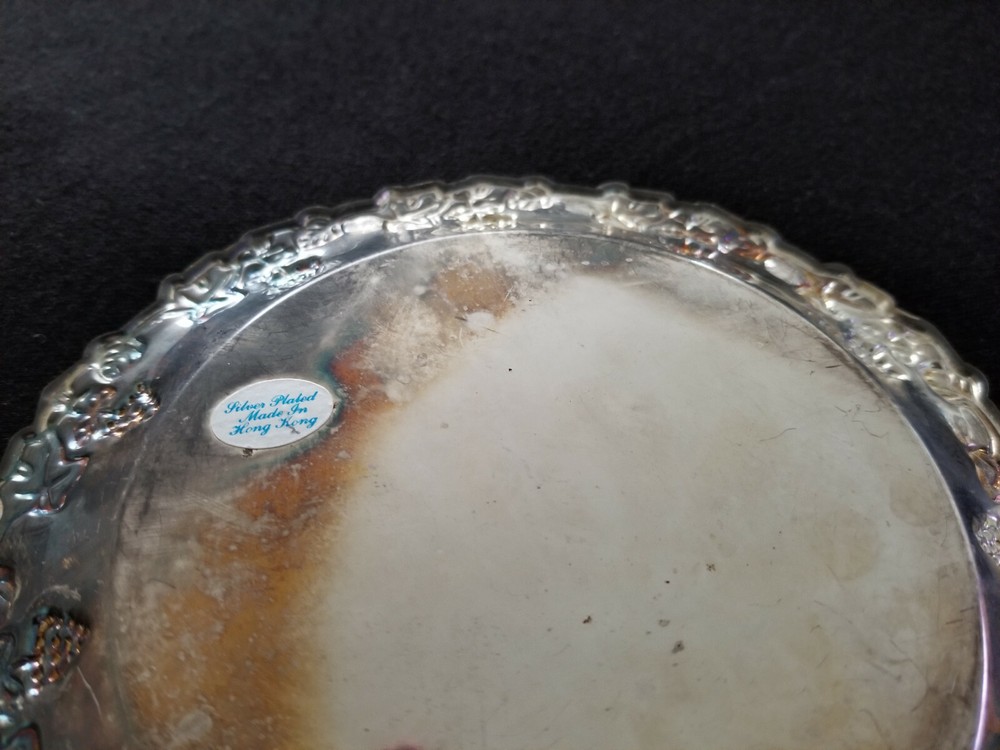 Silver Plated Wine Bottle Coaster & 6 Glasses Coaster Set (7 Piece Set)