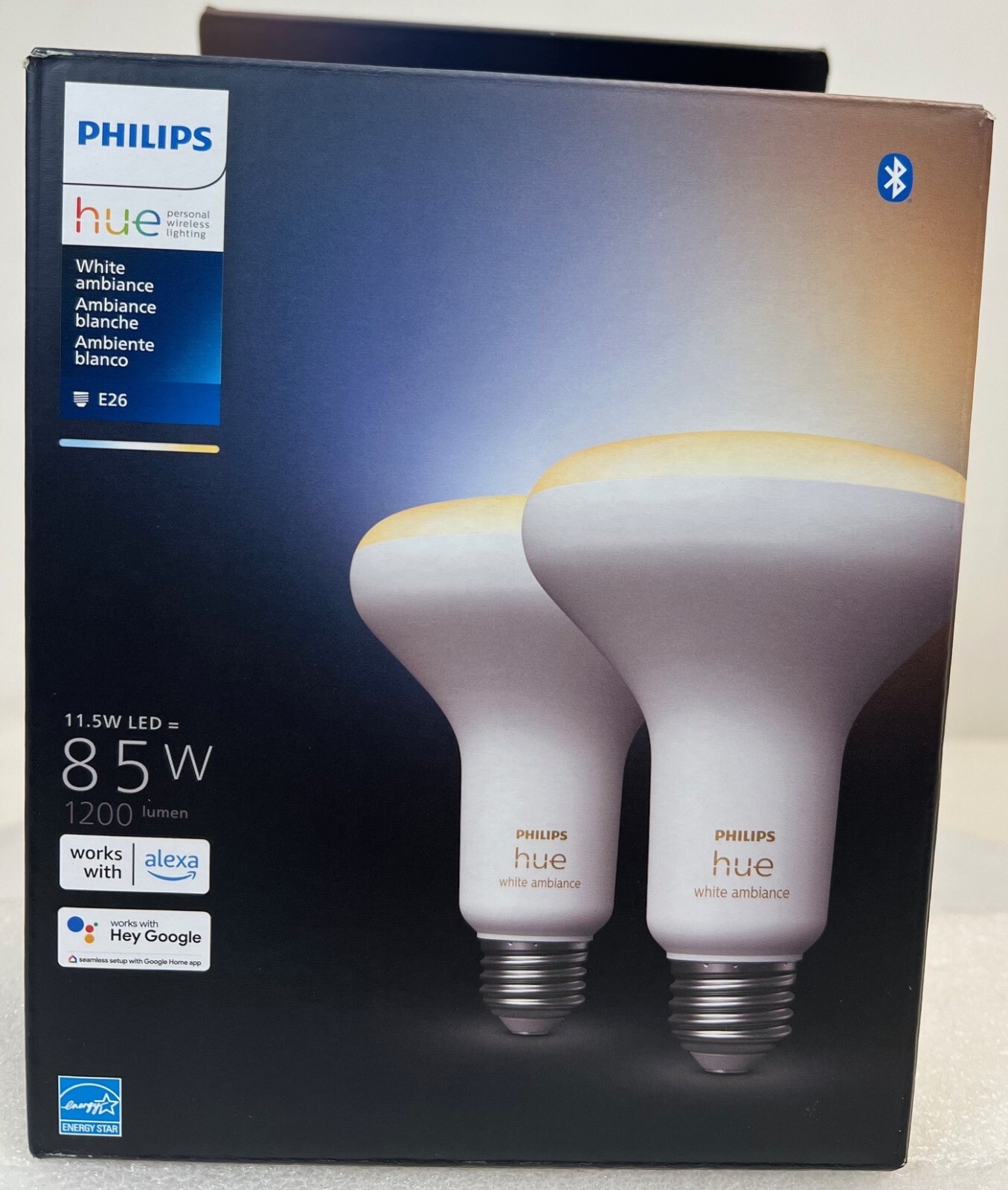 Philips Hue 85W E26 Smart LED Tunable White Ambiance Light Bulb Bluetooth 2 Pack