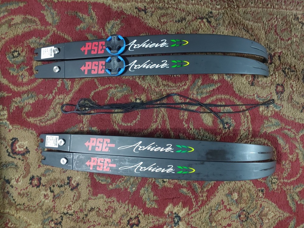 PSE Achieve Recurve Bow, 25" riser, 2 sets medium limbs, rest, plunger, bag