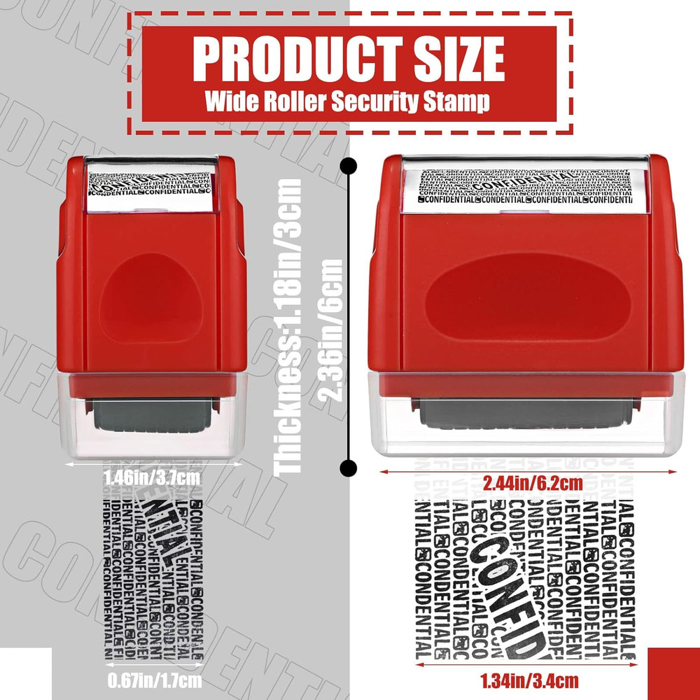 2 Pack Identity Protection Roller Stamp with 4 Pack Refill Ink for Data Security