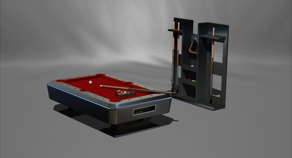 Pool table, complete with accessories, 1:5 scale, File STL OBJ For 3D Printer