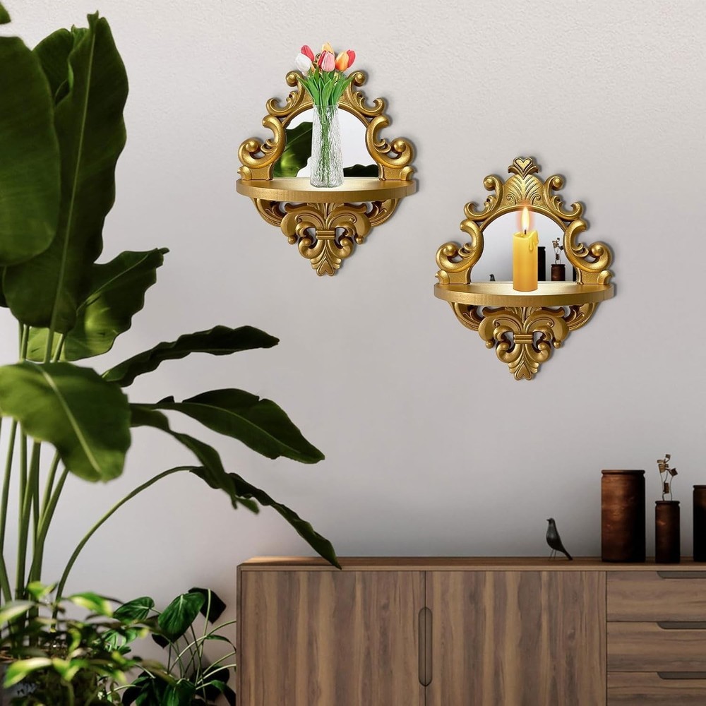 Three-Dimensional Relief Candle Sconces Set 2 Rustic Wall Mount Candle Holder...