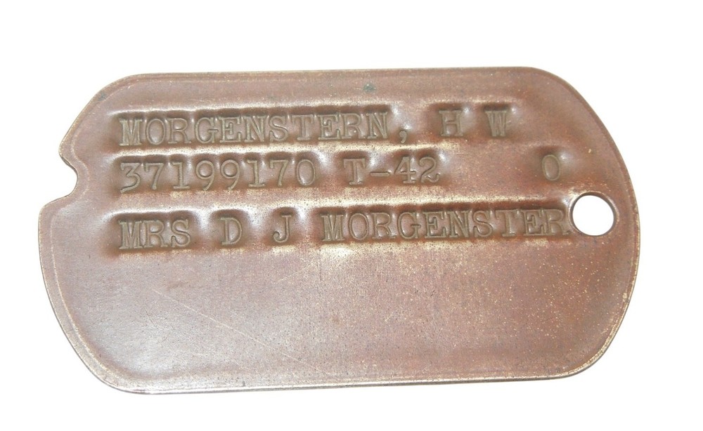 Original WWII US Army 1942 Dog Tag Morgenstern CA1