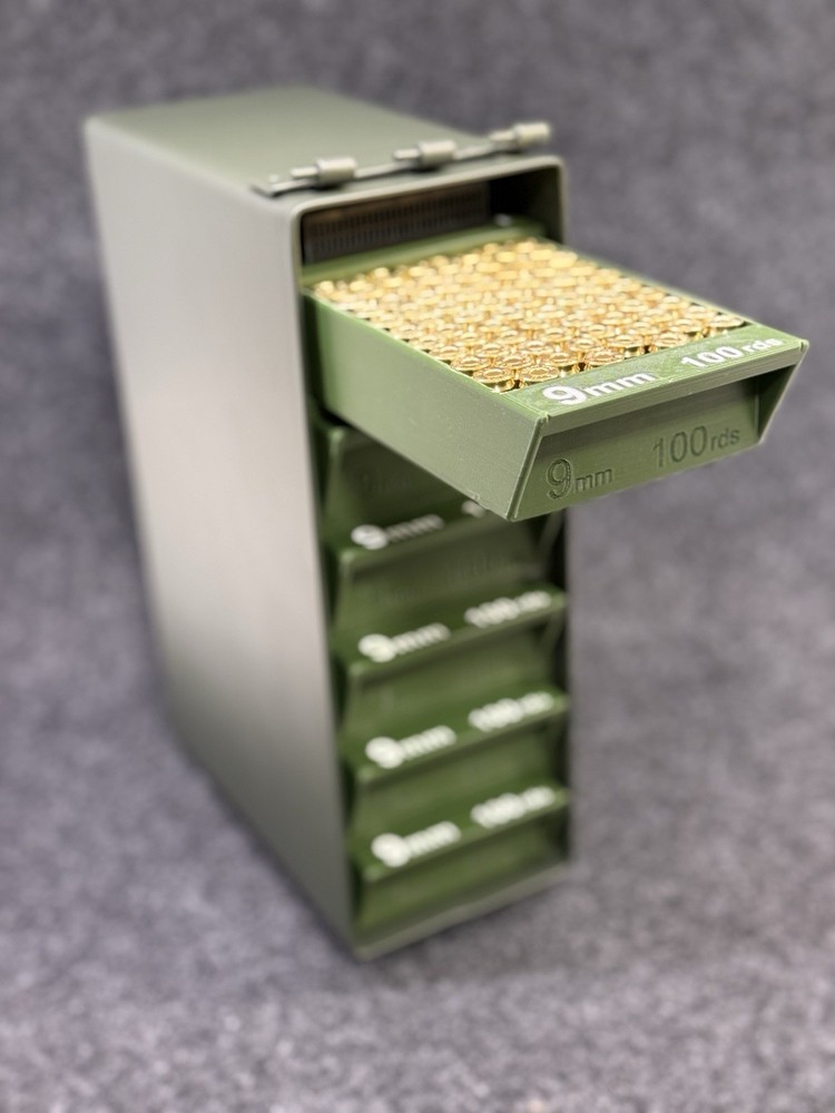 SlideCan 2.0, 9mm stackable .30 cal ammo can storage system