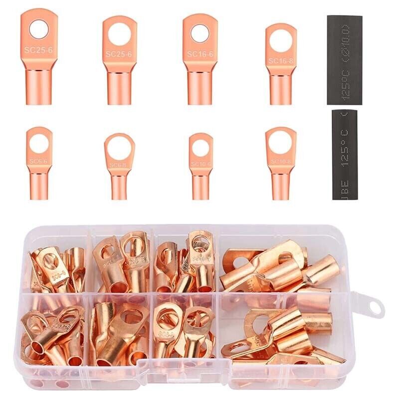 280/140PCS Copper Lug Ring Terminals Cable Electrical Wire Crimp Connectors Kit